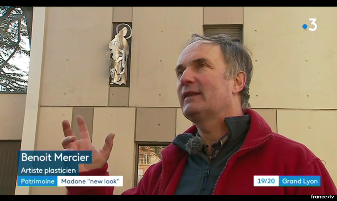 article France 3 Lyon 6février 2019 installation ND des lumières du sculpteur Benoit Mercier